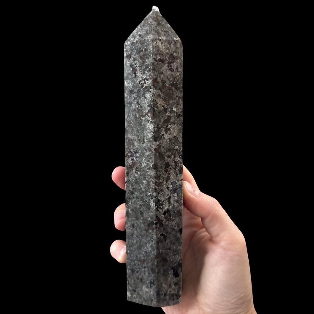 Tower Yooperlite grey black Crystal gemstone carving natural stone 8inches 1lbs
